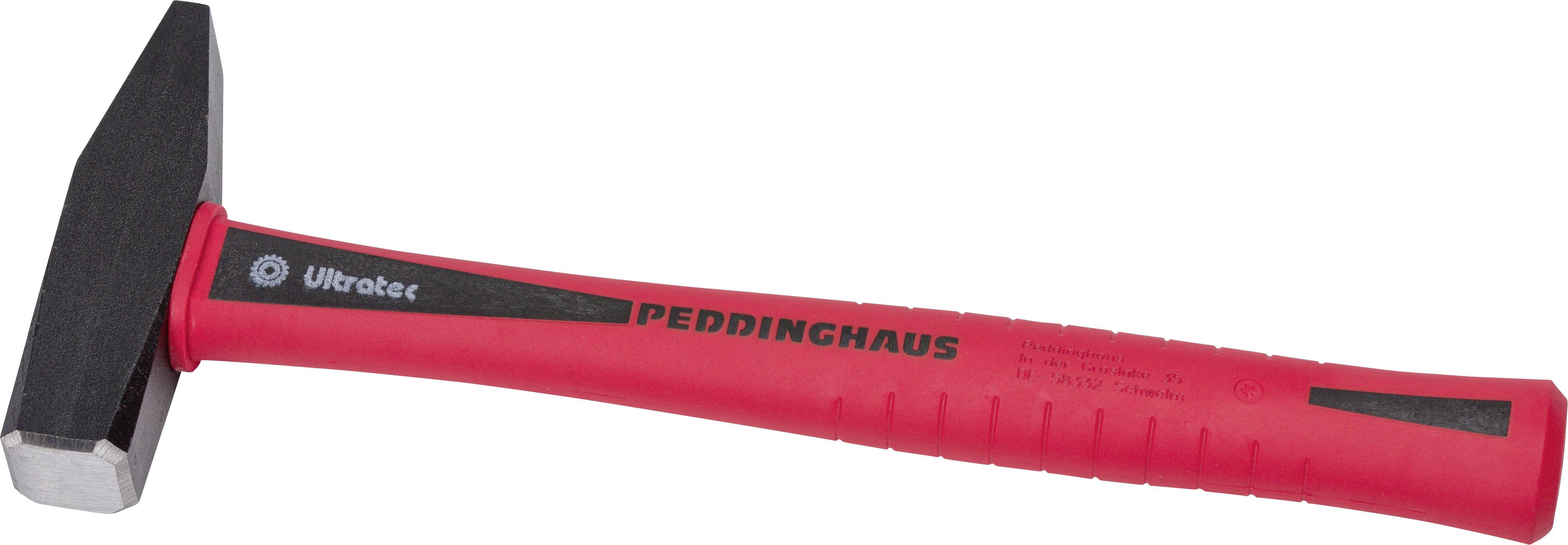 Un marteau de serrurier rouge avec une tête noire et l'inscription 'Peddinghaus' sur le manche.