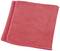 Un chiffon en microfibre rouge, plié, est posé à plat ; adapté pour le nettoyage et le polissage.