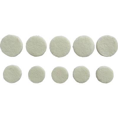 Dix disques ronds, plats et blancs disposés en deux rangées sur un fond blanc.