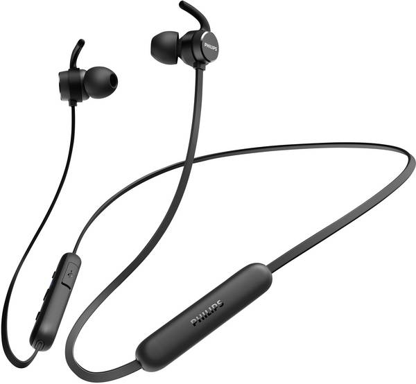Philips T1205BK Écouteurs intra-auriculaires Bluetooth noir volume réglable, résistant à la sueur, Bandeau de nuque