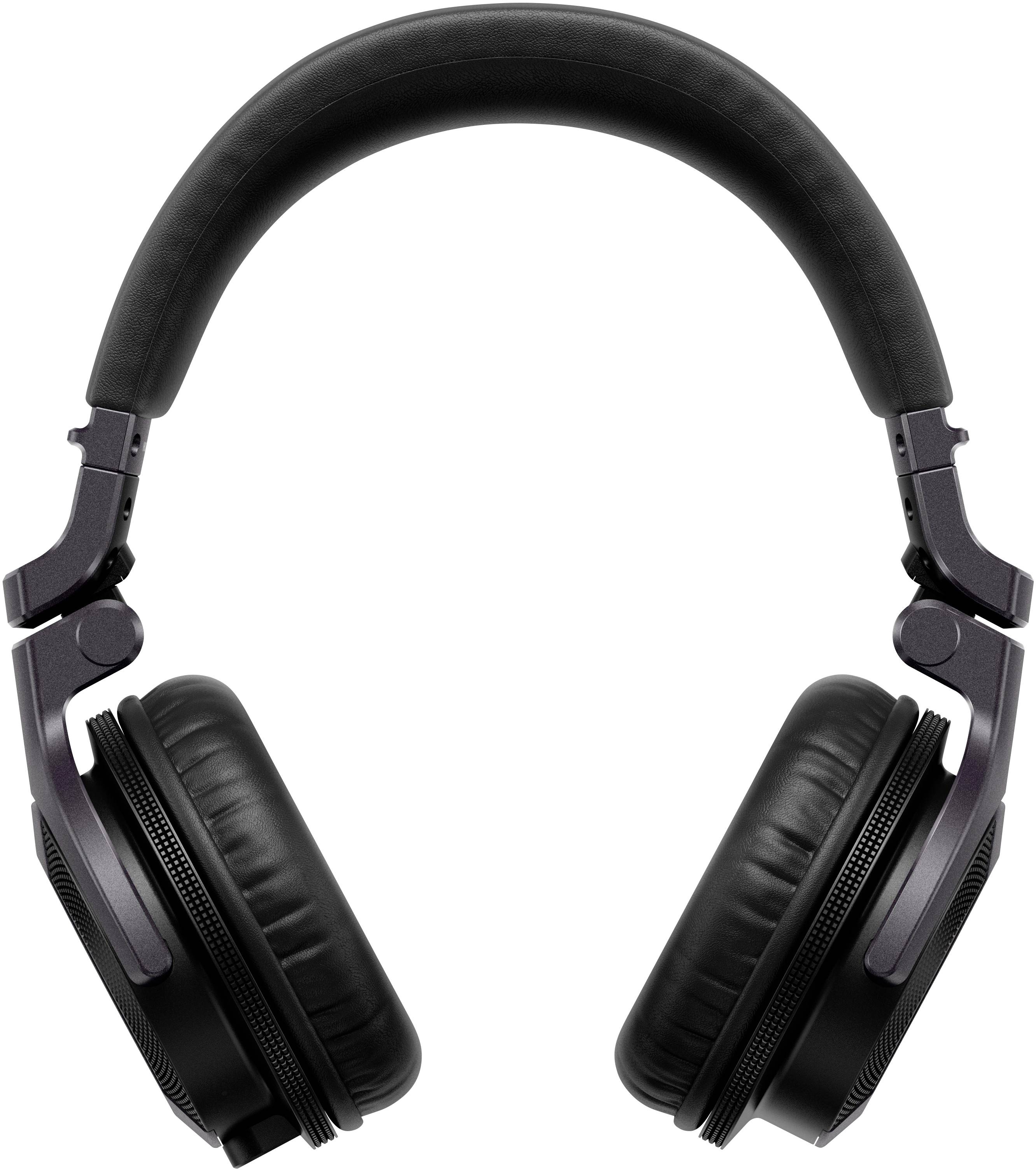 Casque noir over-ear avec des coussinets d'oreille rembourrés et un arceau rembourré, représenté de face.