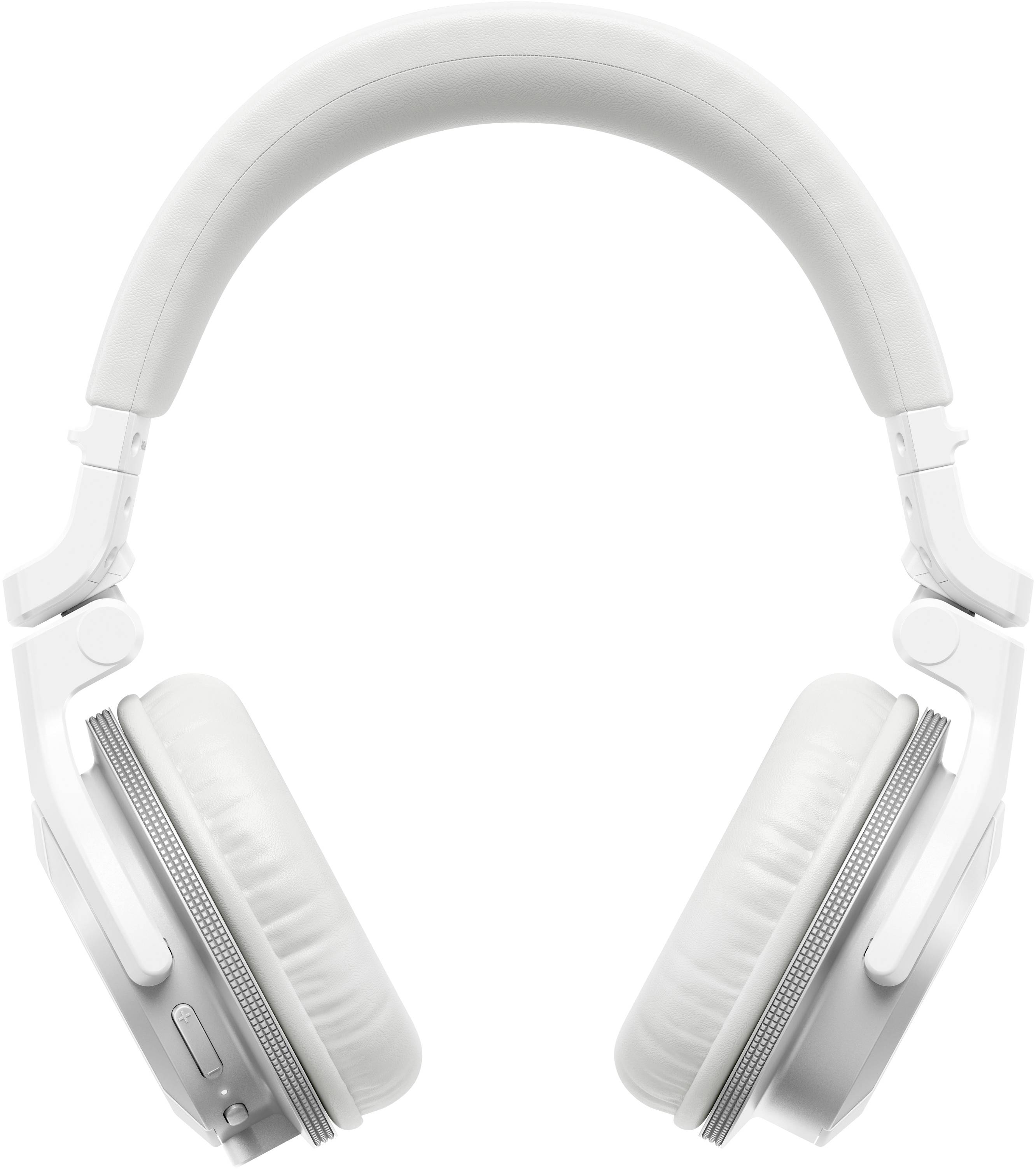 Casque audio blanc circum-auriculaire avec des coussinets d'oreille rembourrés et un arceau ajustable, présenté de face.