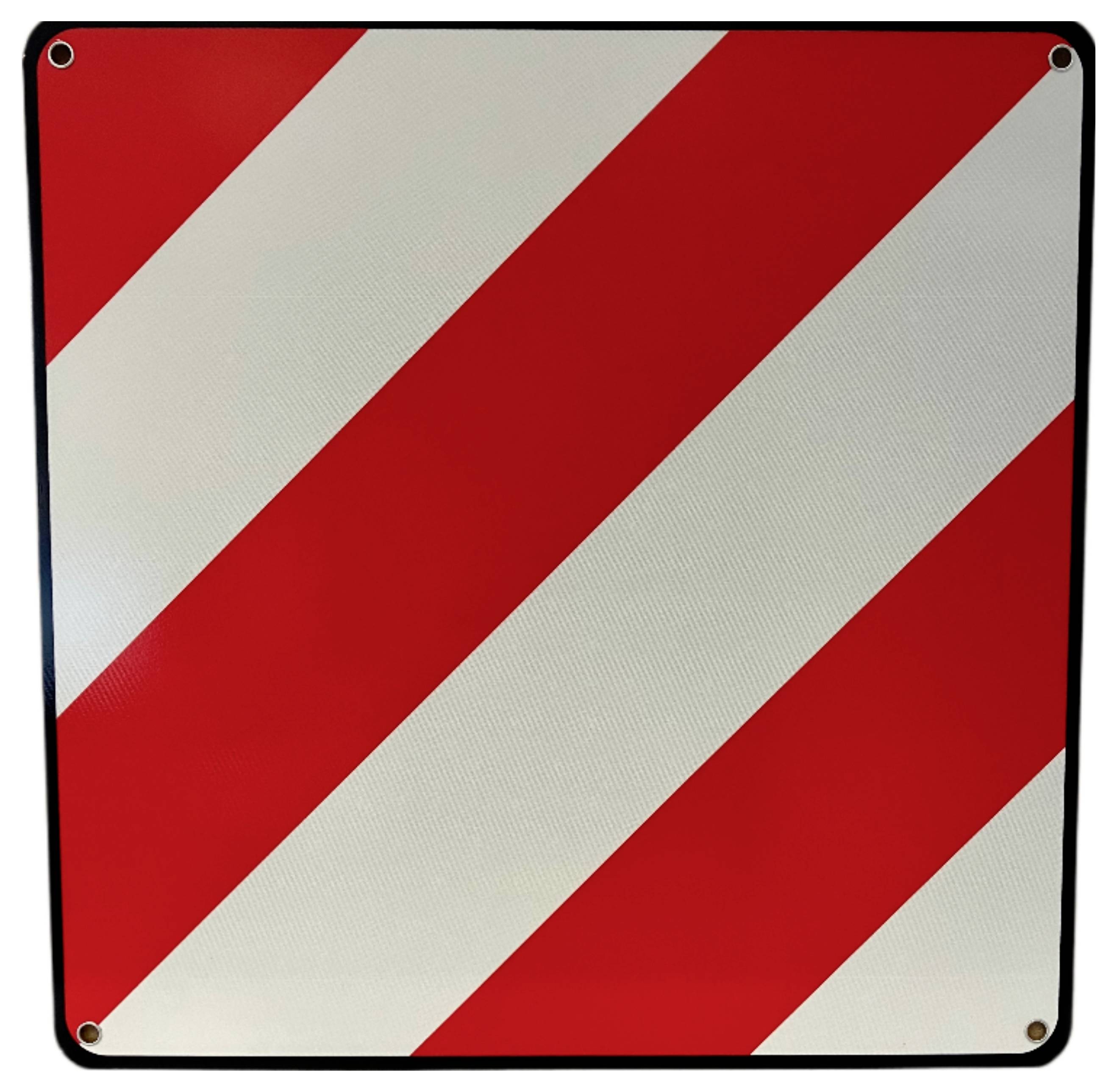 Panneau d'avertissement à rayures diagonales rouges et blanches, souvent utilisé pour les chantiers ou les dispositifs de sécurité routière.