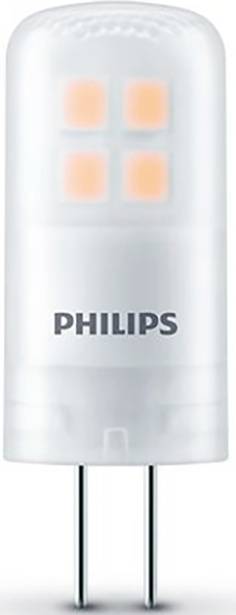 Une lampe LED Philips à culot G4 présente quatre segments rectangulaires lumineux. Idéale pour un éclairage d'ambiance.