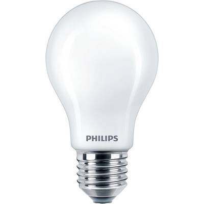 Une ampoule de marque Philips, forme classique, blanc brillant, pour éclairage général.