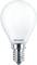 Ampoule LED Philips avec culot à vis E14 et verre dépoli, adaptée à l'éclairage général.