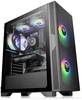 Tour midi Thermaltake Versa T25 TG Boîtier PC noir 1 ventilateur pré-installé, fenêtre latérale, filtre anti-poussière