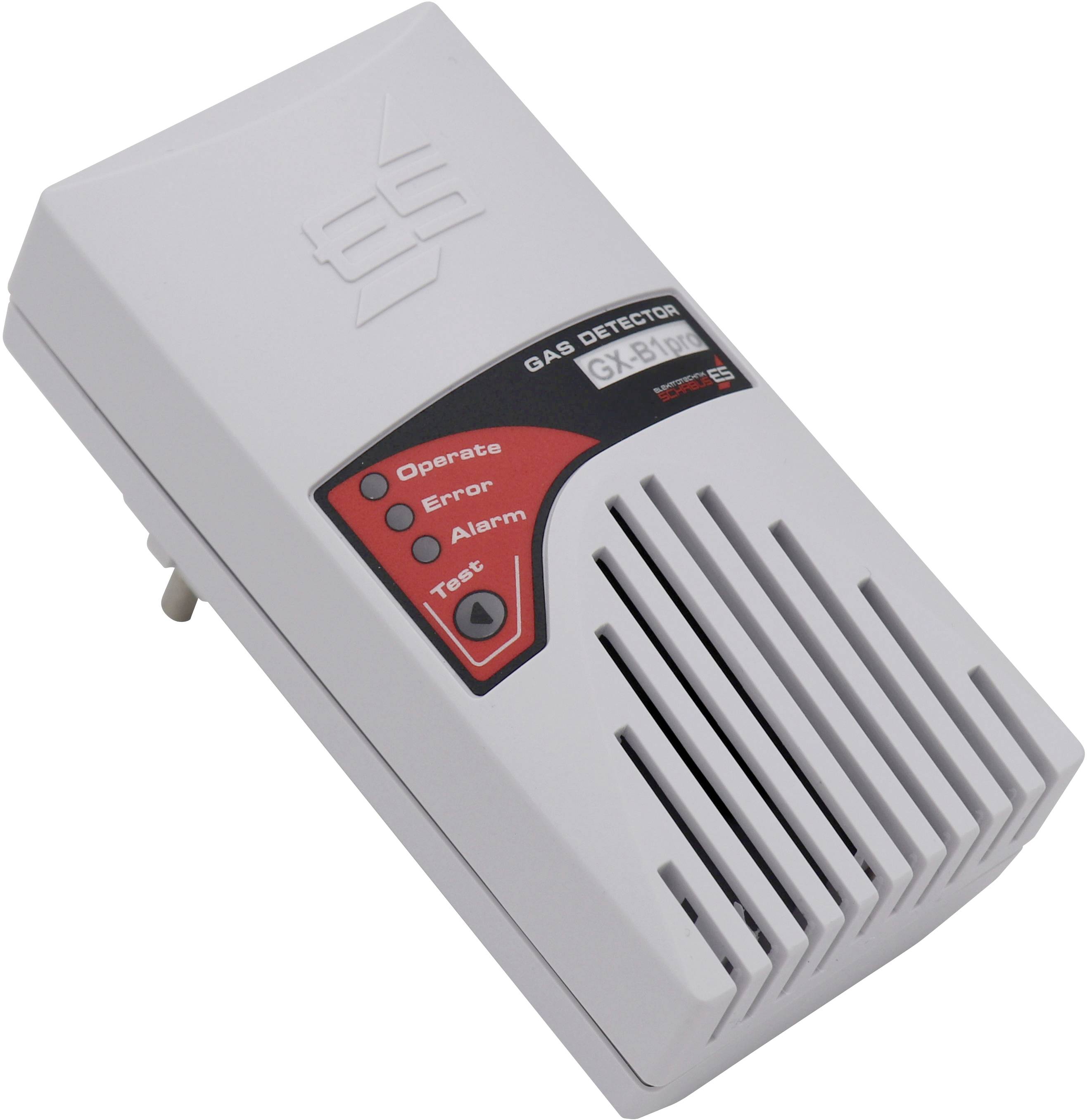 'Détecteur de gaz GX-B1 avec voyants lumineux de fonctionnement, de défaut et d'alarme. Boîtier blanc avec zone rouge.'