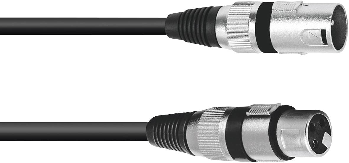 Un câble XLR avec deux connecteurs : un connecteur XLR mâle en haut et un connecteur XLR femelle en bas. Conçu pour les connexions audio.