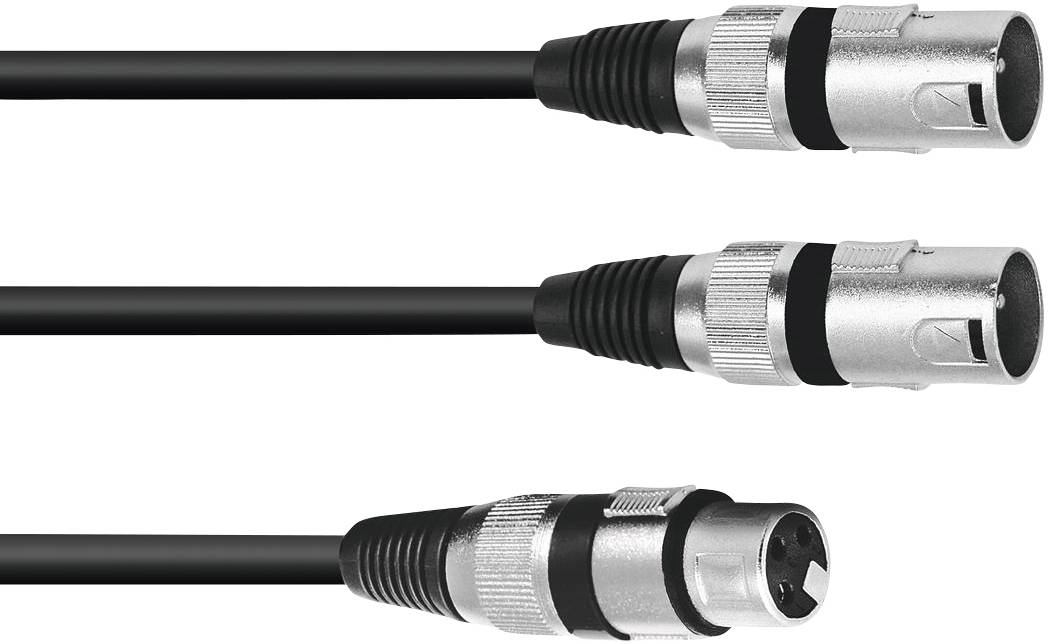 Trois câbles XLR avec des connecteurs mâles et femelles, utilisés pour les connexions audio dans des configurations audio professionnelles.