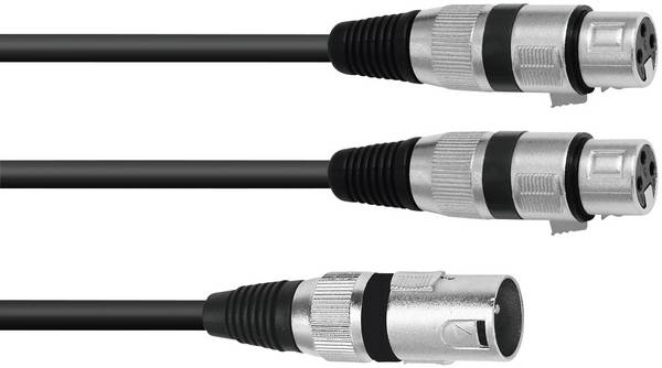 Omnitronic 30225210 XLR Câble adaptateur [1x XLR mâle 3 pôles - 2x XLR femelle 3 pôles] 1.50 m noir