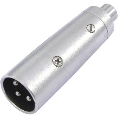 Un connecteur XLR argenté à trois broches, souvent utilisé pour les connexions de câbles audio professionnels.