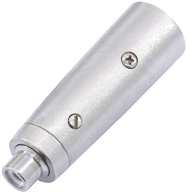 Un adaptateur en métal argenté avec deux vis, destiné à connecter deux pièces de connexion de tailles différentes.