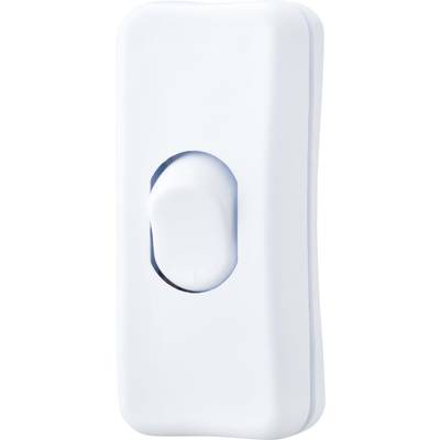L'interrupteur est blanc et rectangulaire avec un interrupteur à bascule placé au centre.