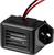 Dispositif électronique noir rectangulaire avec deux câbles, un rouge et un noir. Utilisé pour émettre des signaux acoustiques dans des appareils.