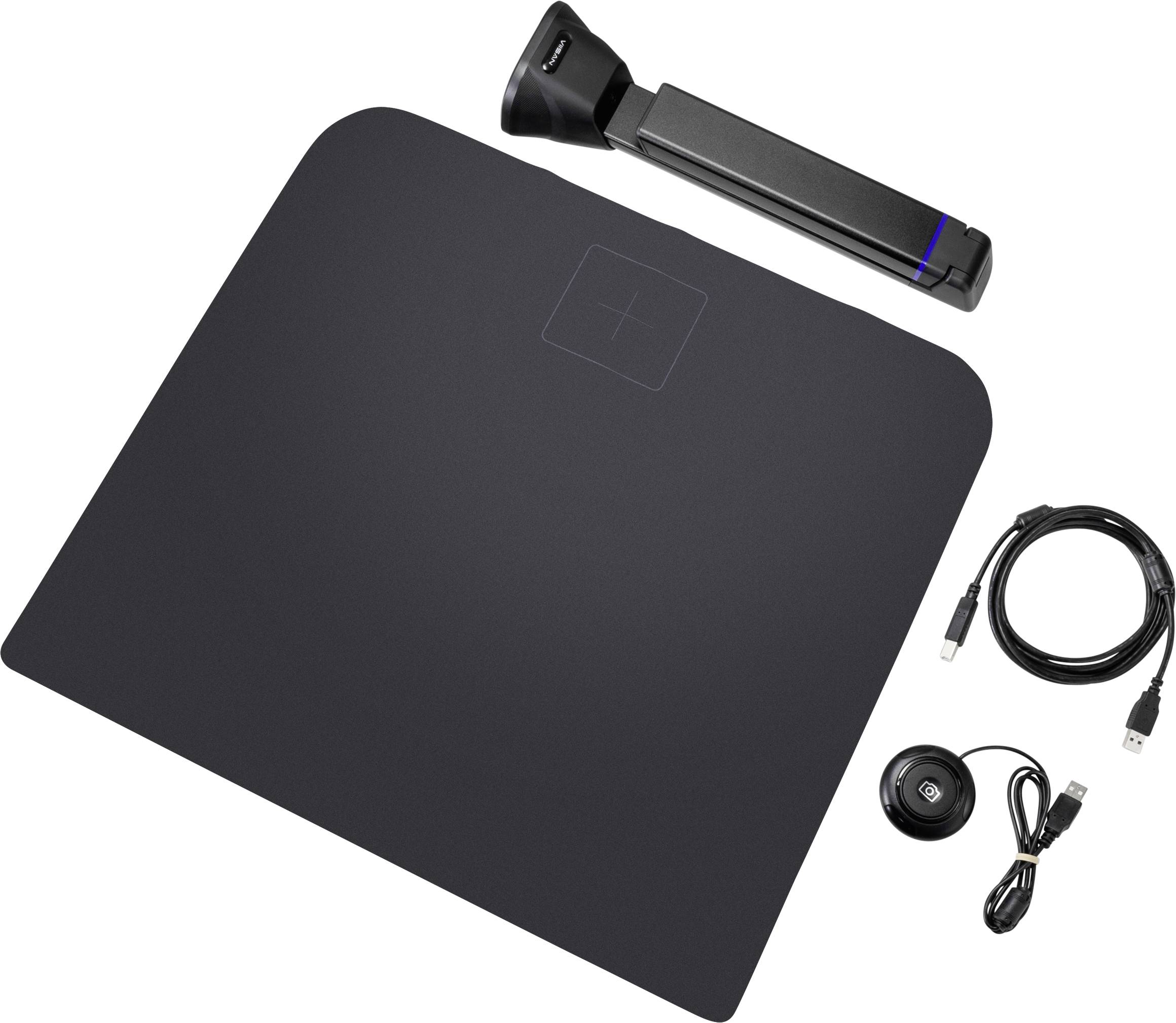 Station de charge sans fil noire avec support pliable, câble USB et adaptateur secteur ; convient à divers appareils électroniques.