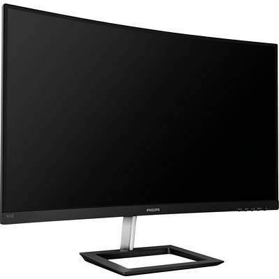 Un moniteur incurvé Philips avec un cadre noir et un socle rectangulaire, idéal pour une expérience visuelle immersive.