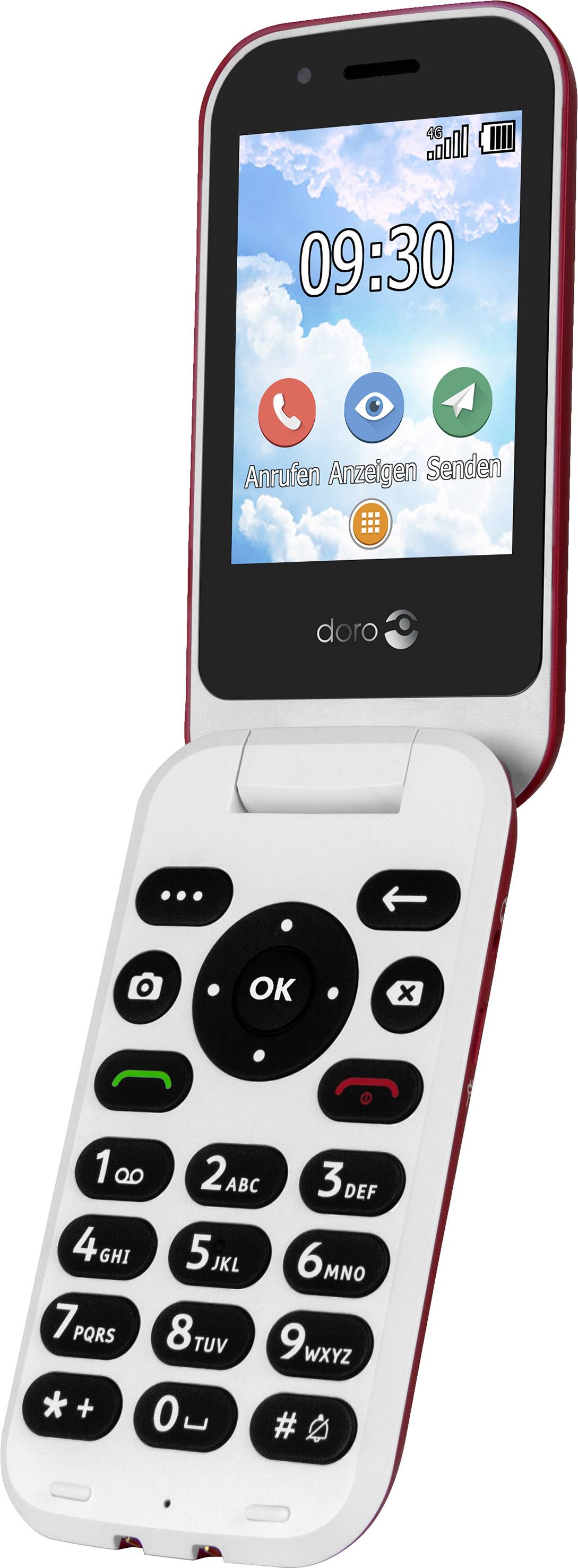 doro 7030 Téléphone portable pour séniors rouge, blanc-3