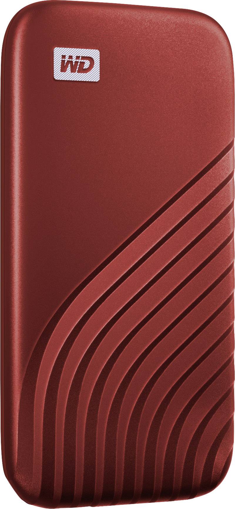Disque SSD externe portable de WD à surface lisse et lignes courbes, compact et adapté au stockage de données nomade.