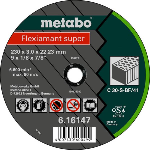 Metabo  616147000 Disque à tronçonner 230 mm 25 pc(s) Pierre naturelle, Pierre artificielle