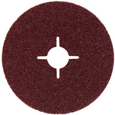 Disque de ponçage circulaire bordeaux avec trou central et découpe en croix à quatre fentes.