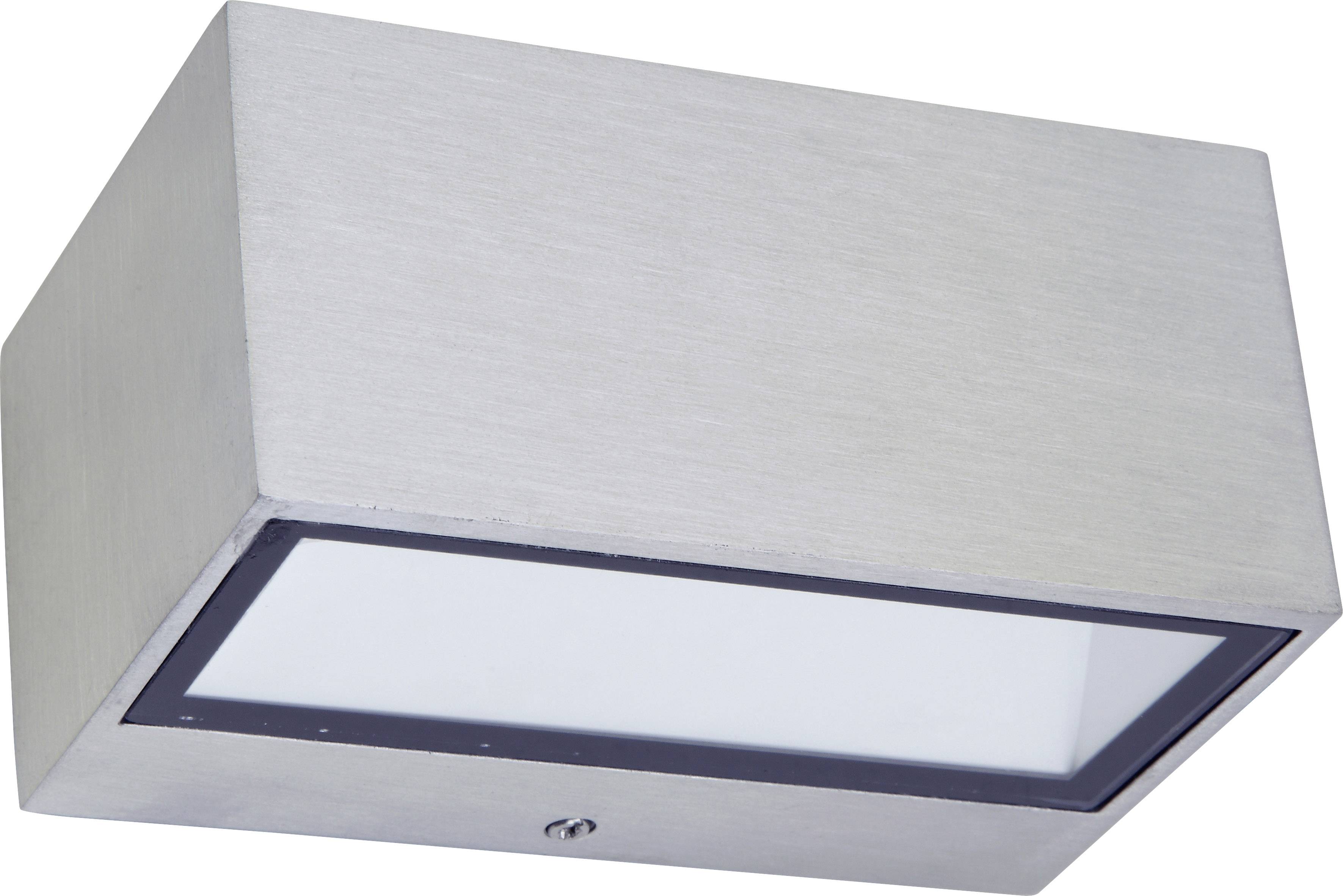 Applique murale rectangulaire en argent, au design moderne et minimaliste. Adaptée à l'éclairage intérieur.