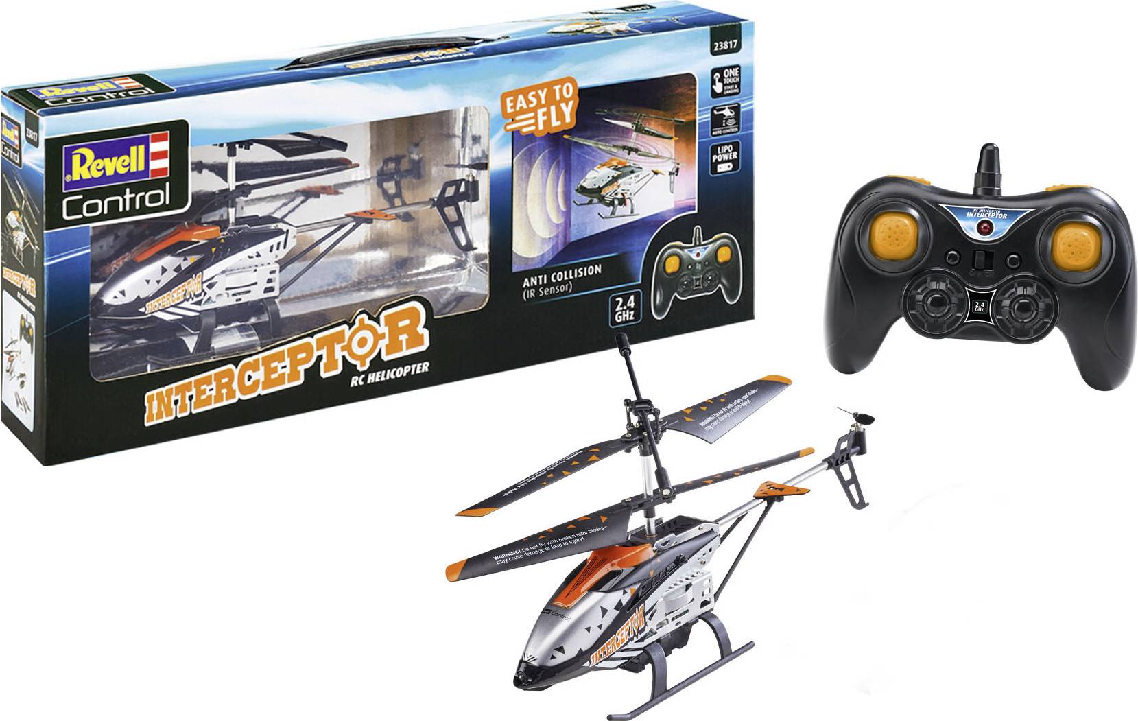 Hélicoptère télécommandé Revell Control Interceptor, facile à piloter, avec capacité anti-collision, technologie 2,4 GHz.
