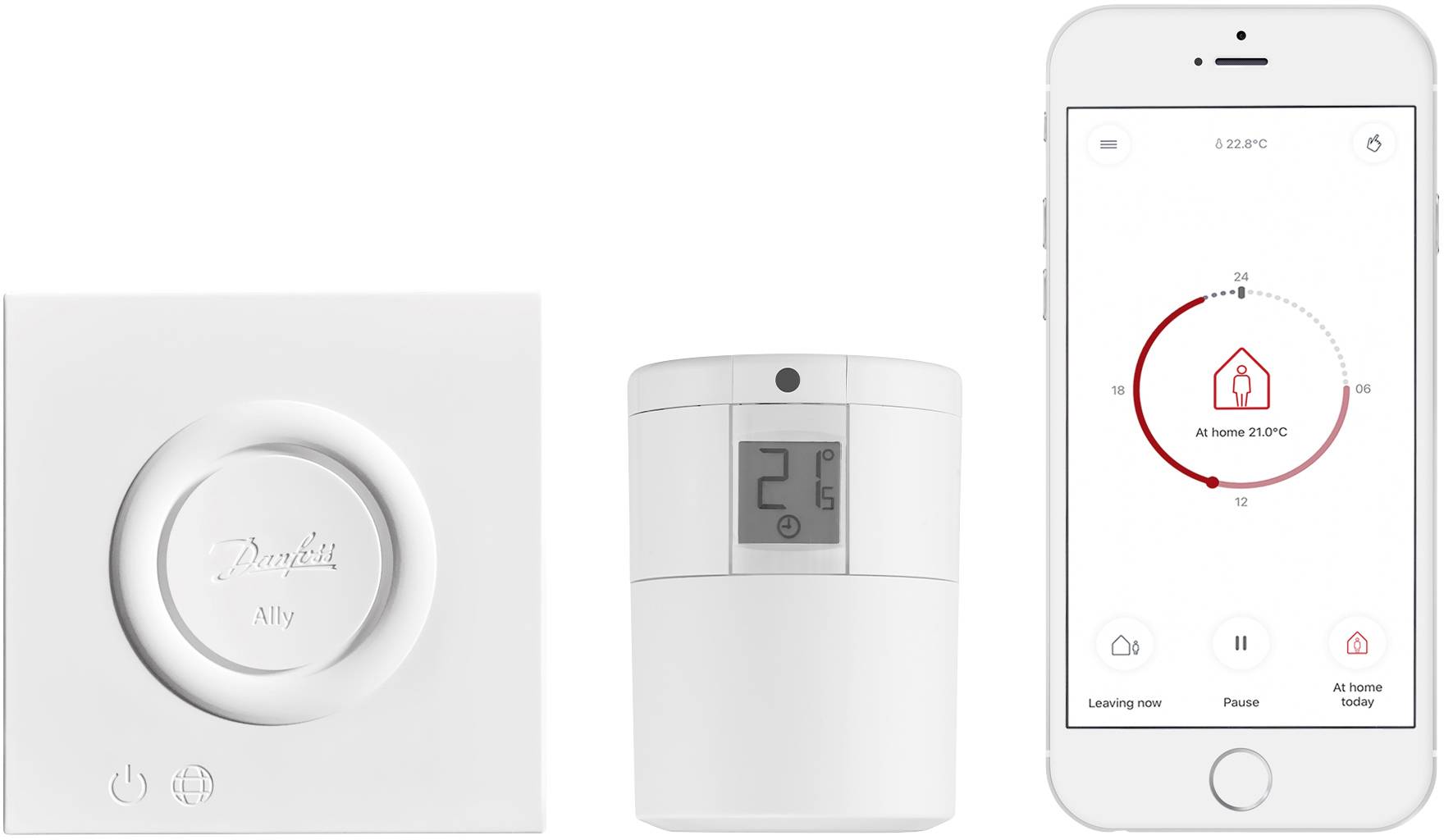 Un système de thermostat intelligent avec commande murale, capteur et application smartphone permettant de contrôler la température et de gérer l'énergie.