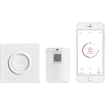 Un système de thermostat intelligent avec commande murale, capteur et application smartphone permettant de contrôler la température et de gérer l'énergie.