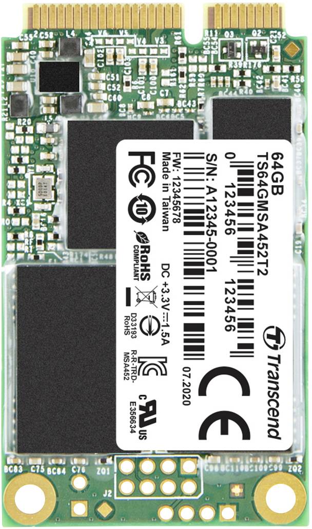 Transcend MSA452T2 64 GB SSD mSATA interne SATA 6 Gb/s au détail TS64GMSA452T2
