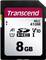 Une carte mémoire SDHC Transcend de 8 Go, adaptée aux enregistrements vidéo de classe 10 et U1, marquée A1, MLC 410M.