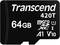 Carte mémoire microSDXC Transcend 64 Go 420T, Classe 10, adaptée aux transferts de données rapides et à haute capacité de stockage.