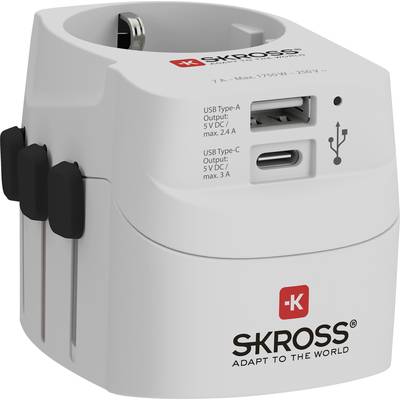 Skross 1302462 Adaptateur de voyage  PRO Light USB (AC)