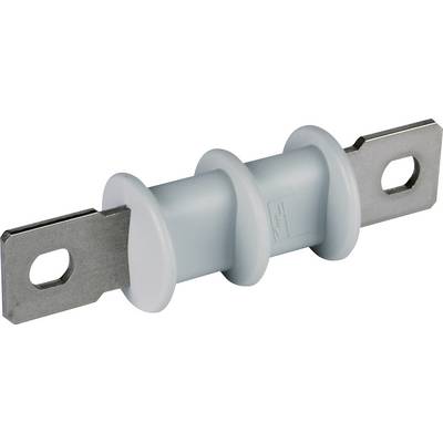 Un amortisseur de fusible électrique gris avec deux pinces métalliques aux extrémités, utilisé pour la protection des circuits électriques dans les installations.