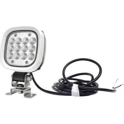 Lampe de travail LED avec boîtier carré, 12 lampes LED rondes, montées sur support métallique, câble noir.