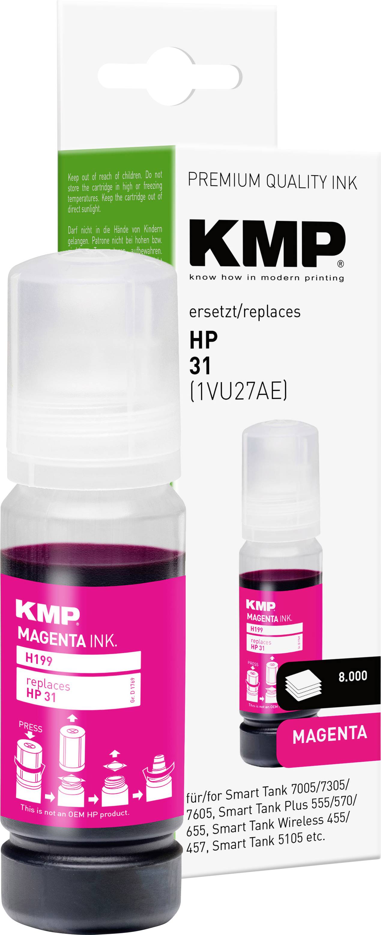 KMP Encre de recharge remplace HP 31, 1VU27AE compatible magenta 70 ml H199 1769,0006