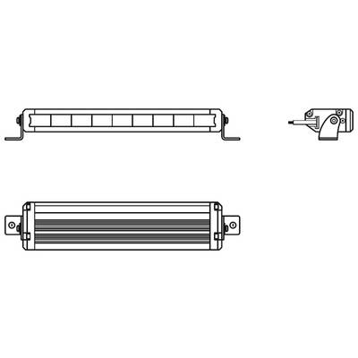 Dessin de deux luminaires LED en vue latérale et frontale, mettant l'accent sur la forme et les éléments de fixation.