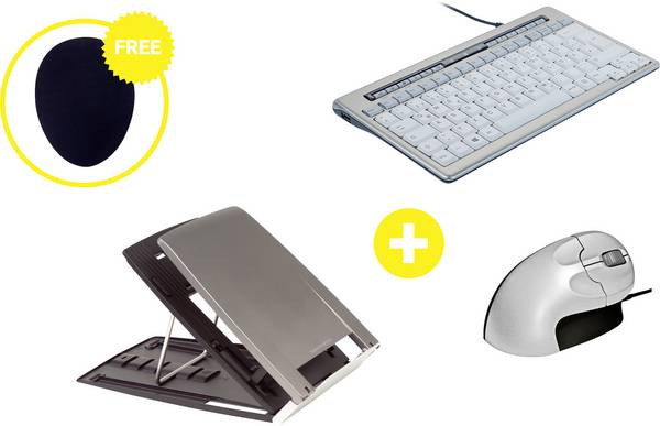 BakkerElkhuizen Homeworking Box Essential Plus DE Set pour le télétravail Plage d'altitude: 11 à 19 cm gris