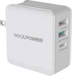 Station de charge USB RealPower DeskCharge-65 Travel 3 ports 65 W avec 2 x USB, USB type C PD et adaptateurs de voyage