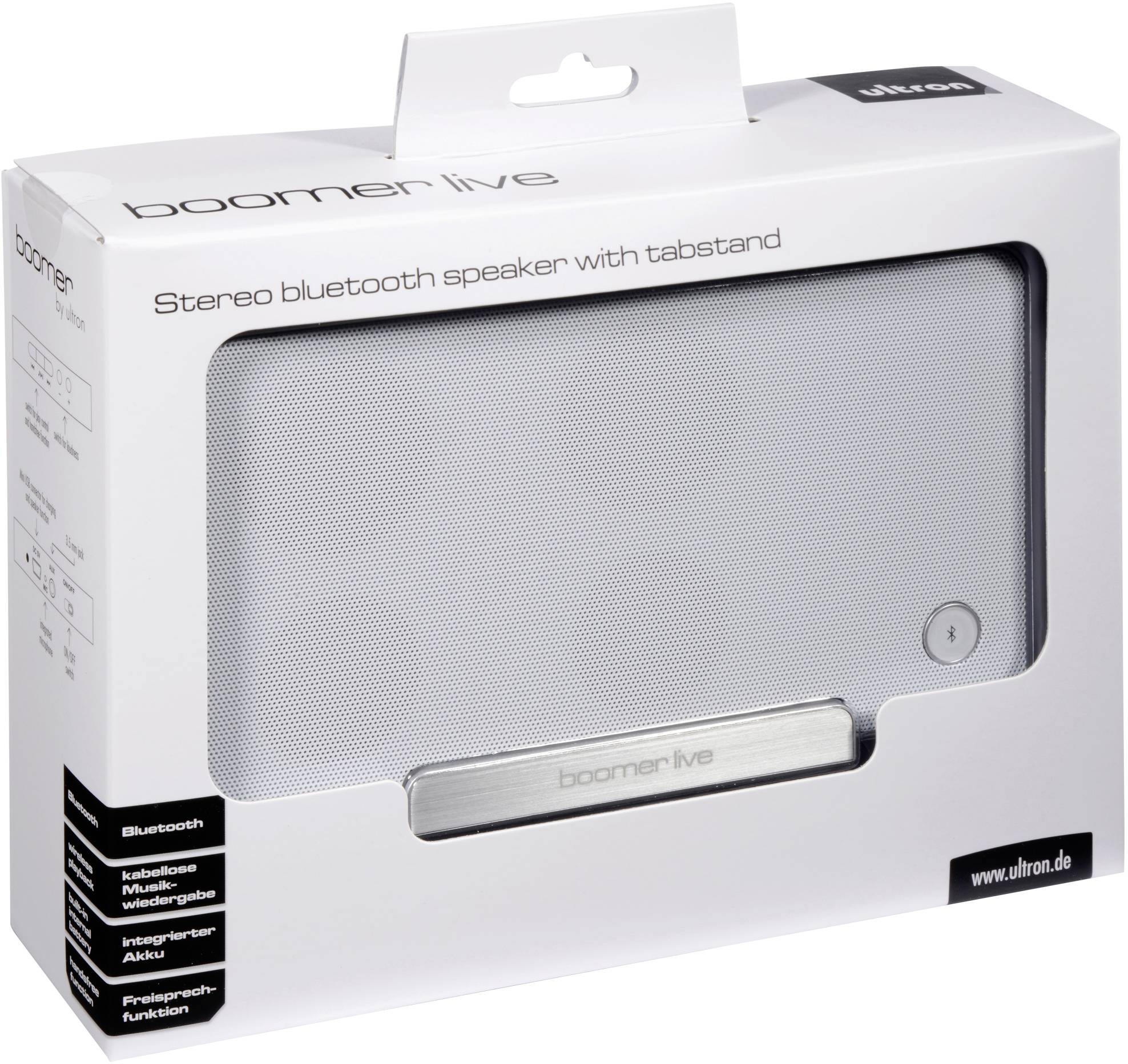 Ultron boomer live Enceinte Bluetooth fonction mains libres blanc-2