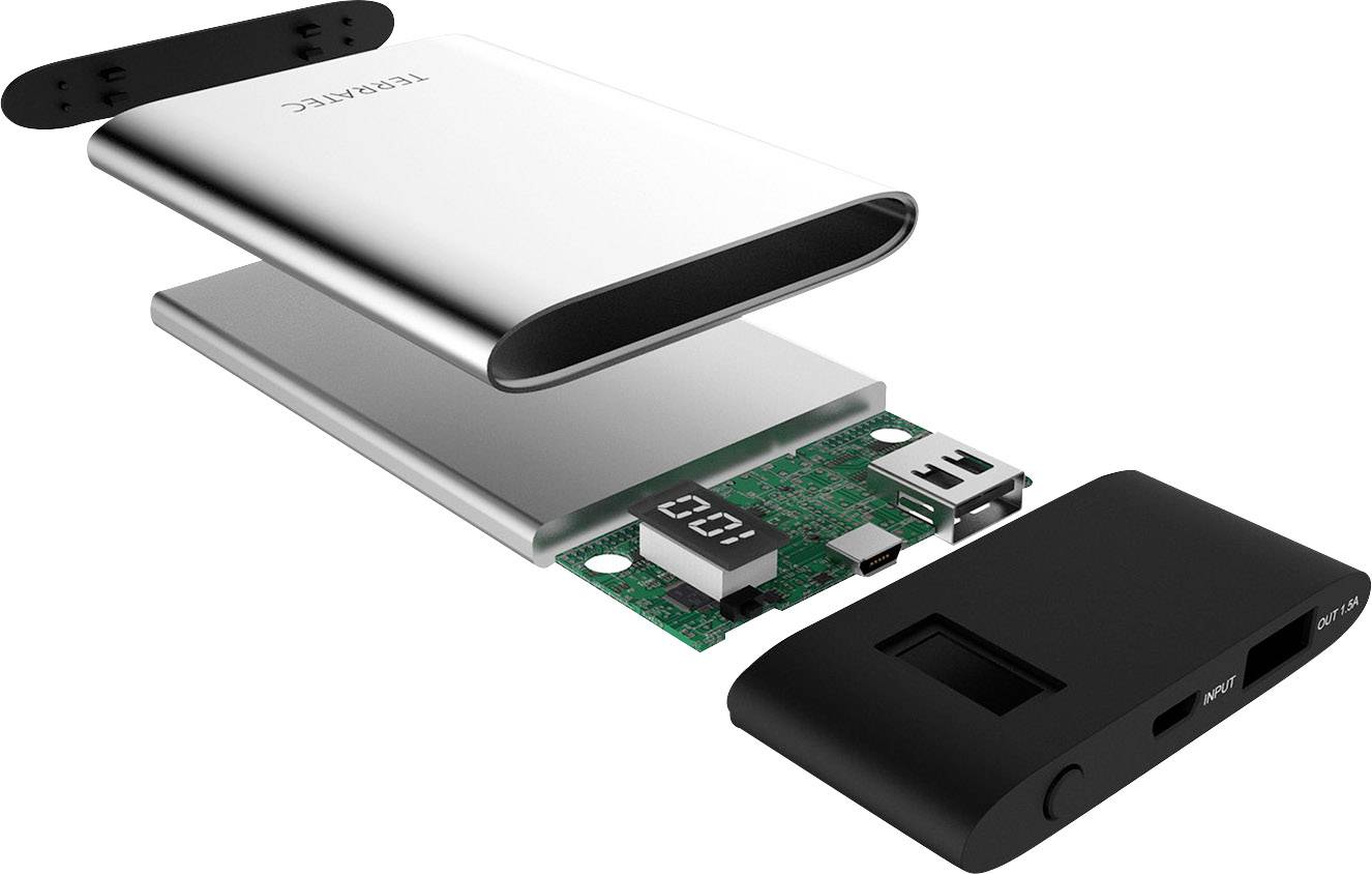 Terratec P40 Slim Powerbank (batterie supplémentaire) 4000 mAh LiPo noir-argent-2