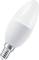 Une ampoule LED unique en forme de bougie avec culot E14 sur fond blanc.