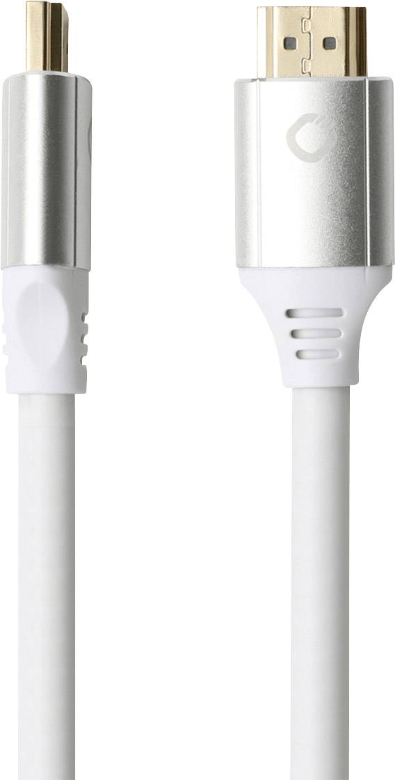 Câble de raccordement Oehlbach HDMI Fiche mâle HDMI-A, Fiche mâle HDMI-A 2.00 m blanc D1C62002 Câble HDMI-1