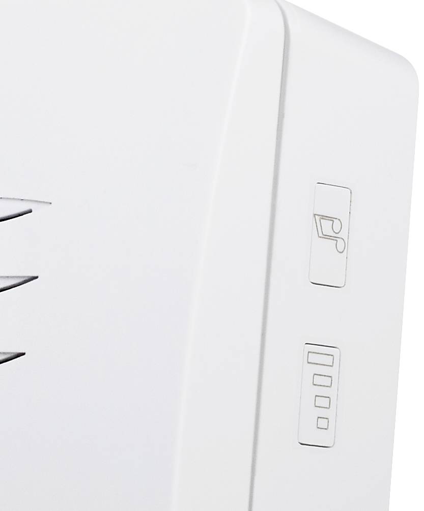 Surface blanche en plastique d'un appareil électrique avec deux symboles : un stylo et du papier, ainsi qu'un diagramme à barres.