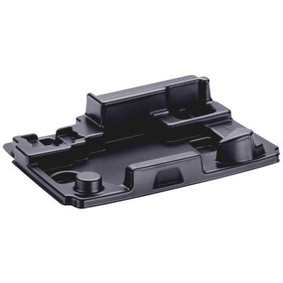 Pièce en plastique noir avec plusieurs compartiments et reliefs, probablement une pièce moulée destinée à une utilisation technique.