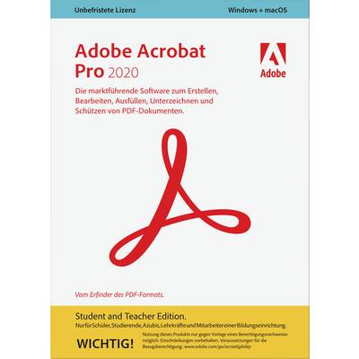 Adobe Acrobat Pro 2020 Student and Teacher Edition version complète, 1 licence Windows, Mac Logiciel PDF
