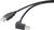 Un câble USB noir avec une fiche USB-A standard et une fiche USB-B coudée, utilisé pour les connexions d'appareils.