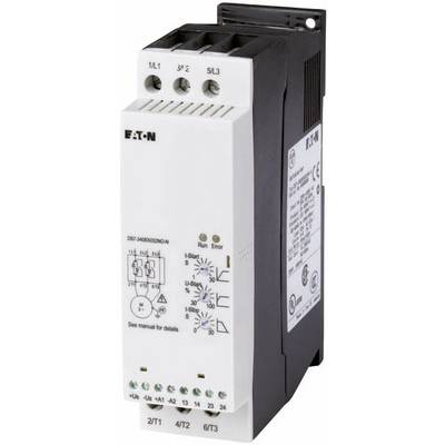 Un appareil électrique blanc avec un boîtier noir, de marque 'Eaton', doté de plusieurs interrupteurs et indicateurs sur la façade.