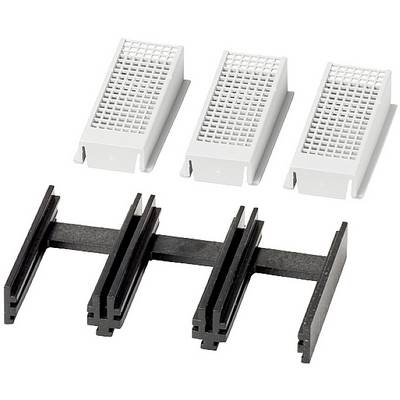 Composants blancs à structure en grille et supports noirs sur fond blanc, probablement destinés à des applications techniques.