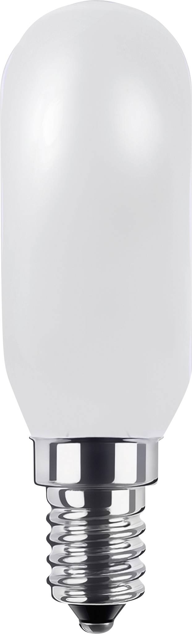 Une ampoule blanche unique avec un culot E14, positionnée verticalement.